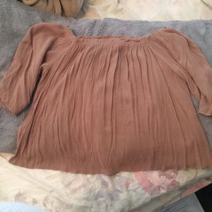 Brown over the shoulder blouse